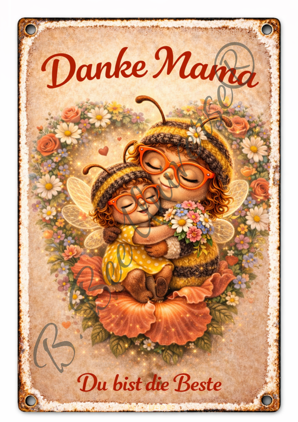 Emaille-Schild, Bella Bee  "Danke Mama“