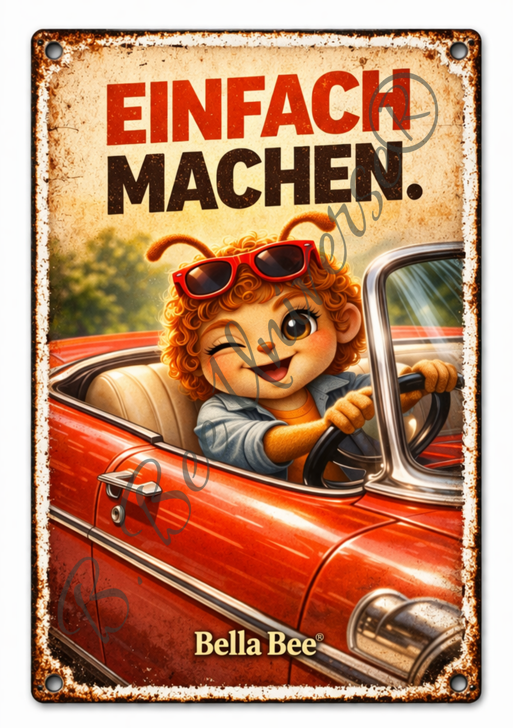 Emaille-Schild, Bella Bee "Einfach machen"