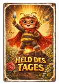 Emaille-Schild, Bella Bee "Held des Tages"