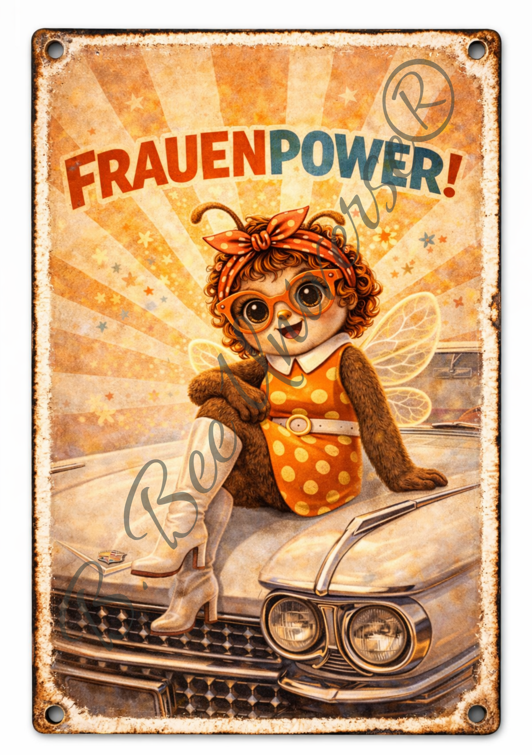 Emaille-Schild, Bella Bee  "Frauenpower"