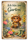 Emaille-Schild, Bella Bee "Bin im Garten“