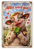 Emaille-Schild, Kuh "Alles wird gut"