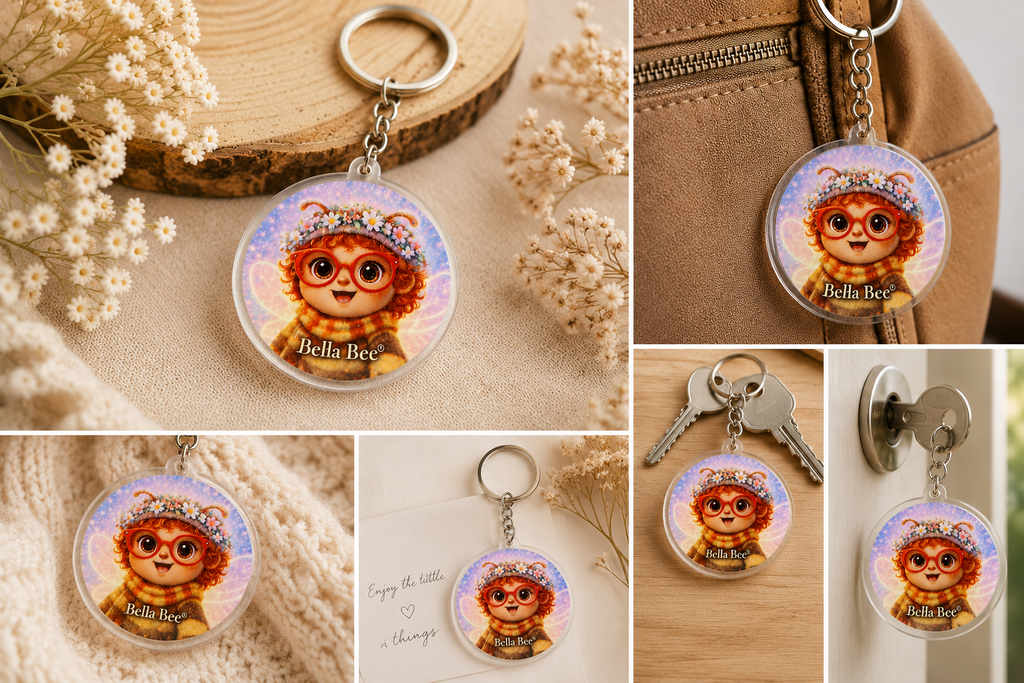 Bella Bee® Acryl-Schlüsselanhänger – Rund