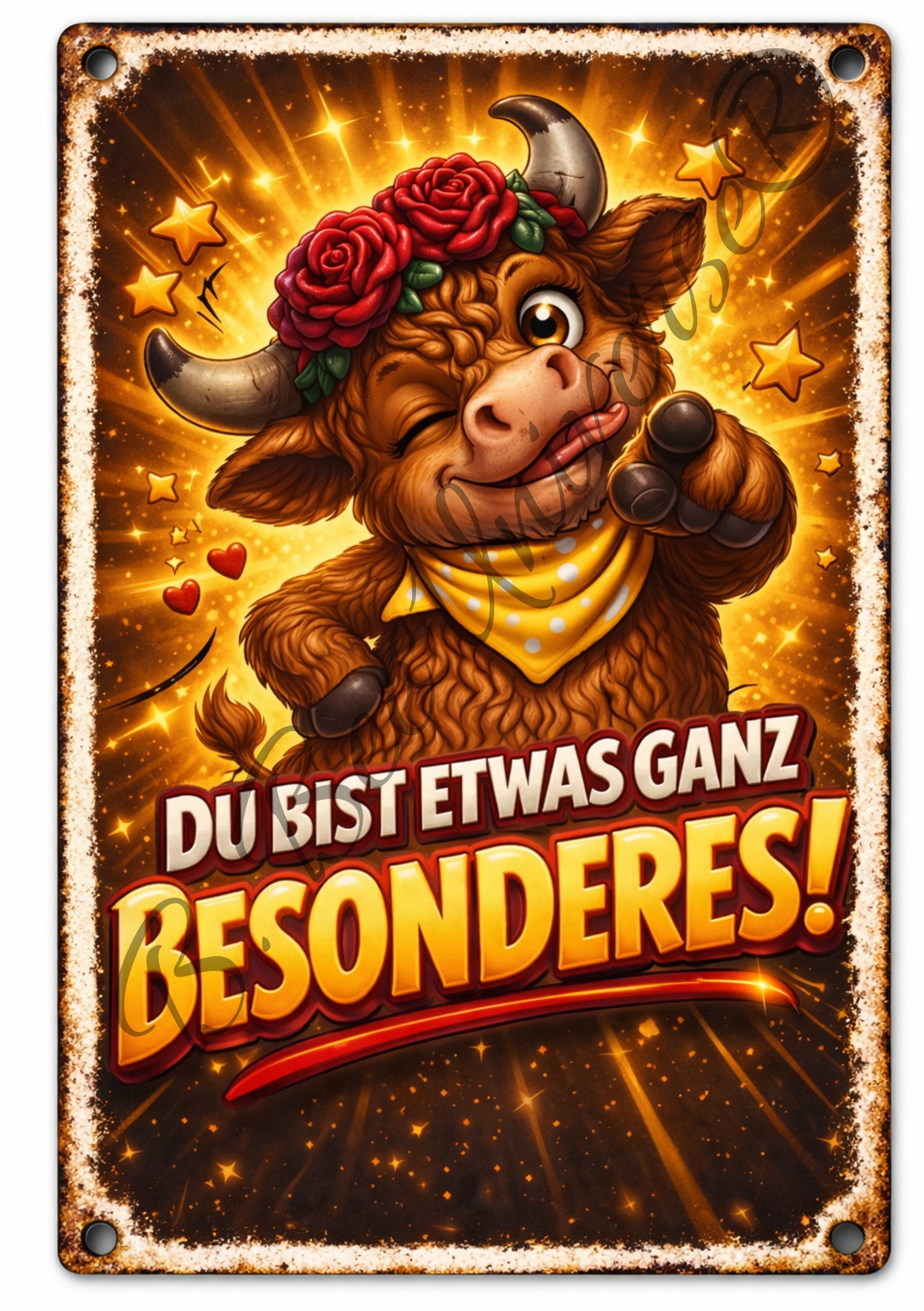 Emaille-Schild, Teah die Kuh - Du bist etwas ganz besonders,