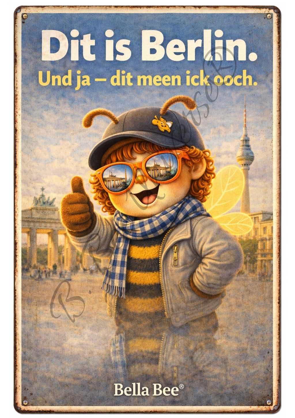 Emaille-Schild, Bella Bee "Dit is Berlin. Und ja - dit meen ick ooch"