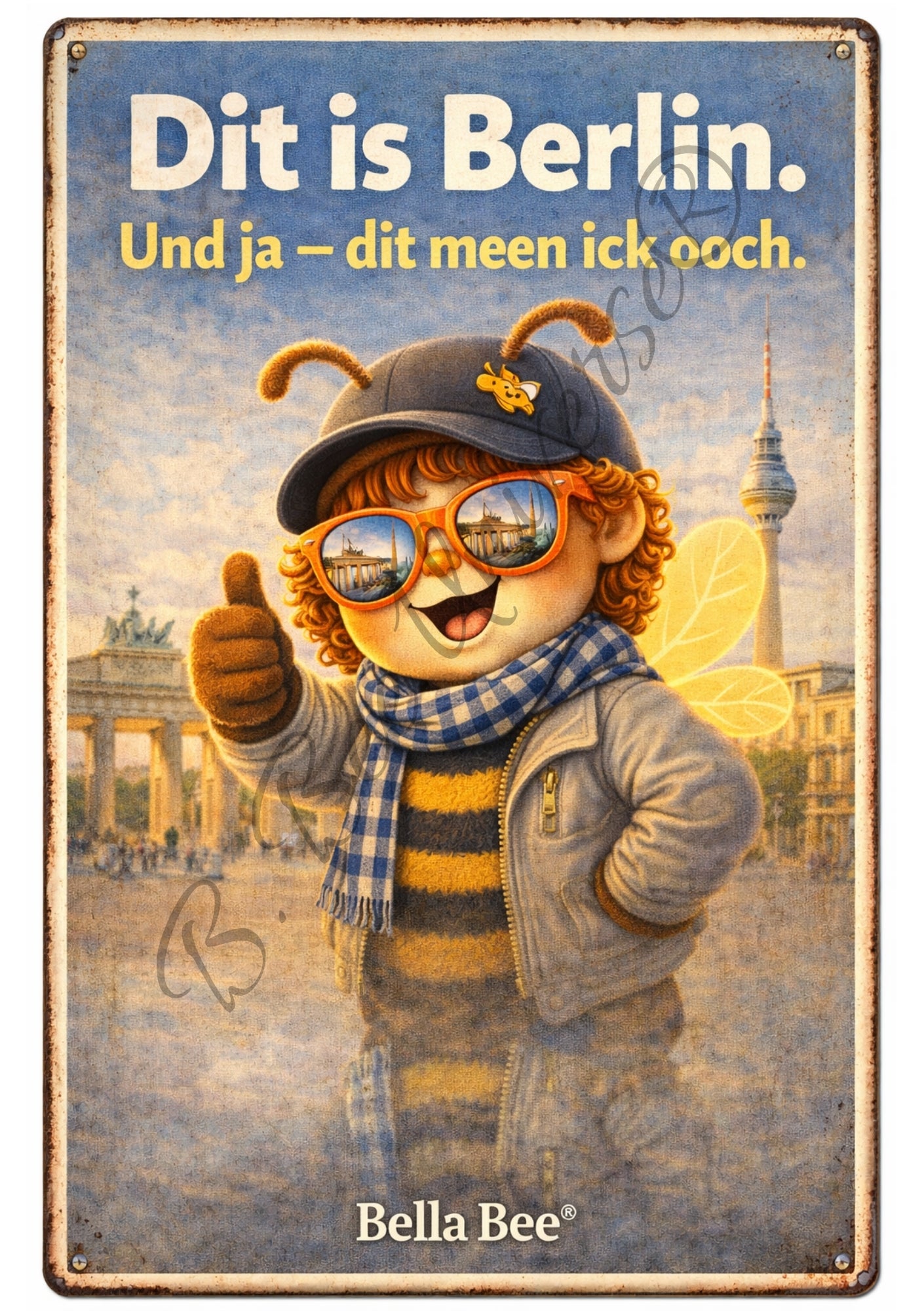Emaille-Schild, Bella Bee "Dit is Berlin. Und ja - dit meen ick ooch"