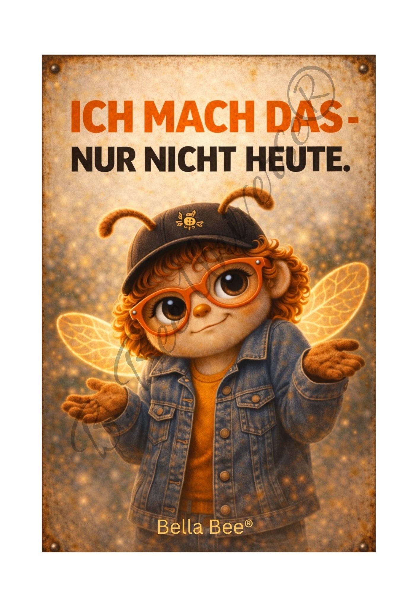 Emaille-Schild, Bella Bee  "Ich mach das – nur nicht heute."