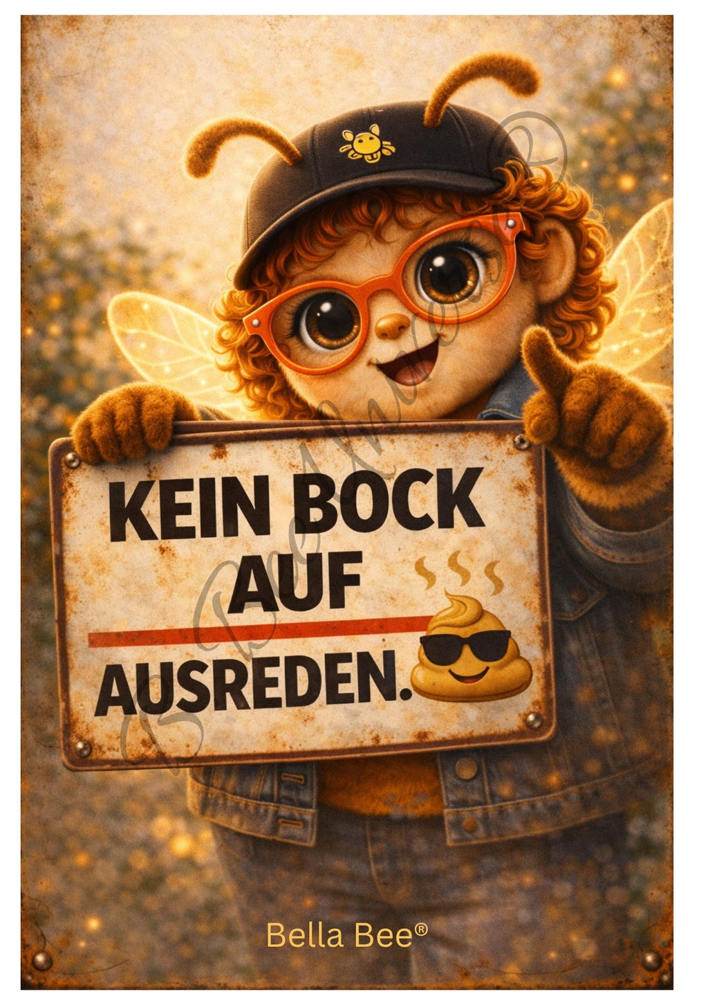 Emaille-Schild, Bella Bee  "Kein Bock auf Ausreden“