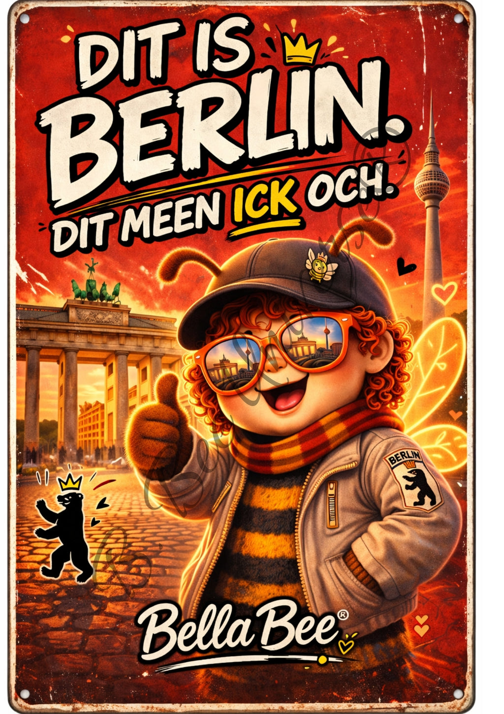 Emaille-Schild, Bella Bee "Dit is Berlin“