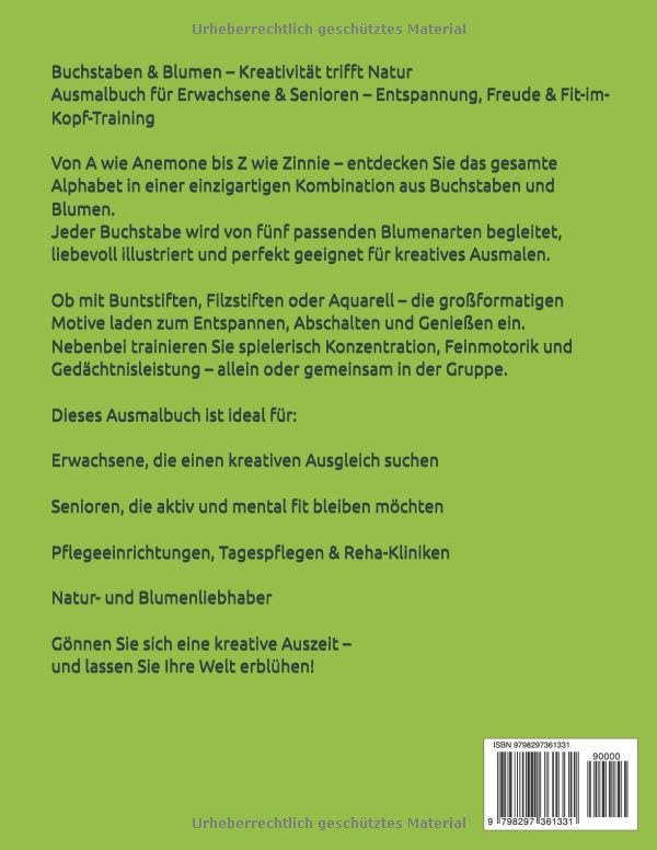 Buchstaben &amp; Blumen – Kreatives Ausmalbuch für Erwachsene & Senioren