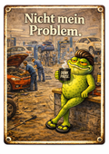 Emailleschild Fik der Frosch – Nicht mein Problem.