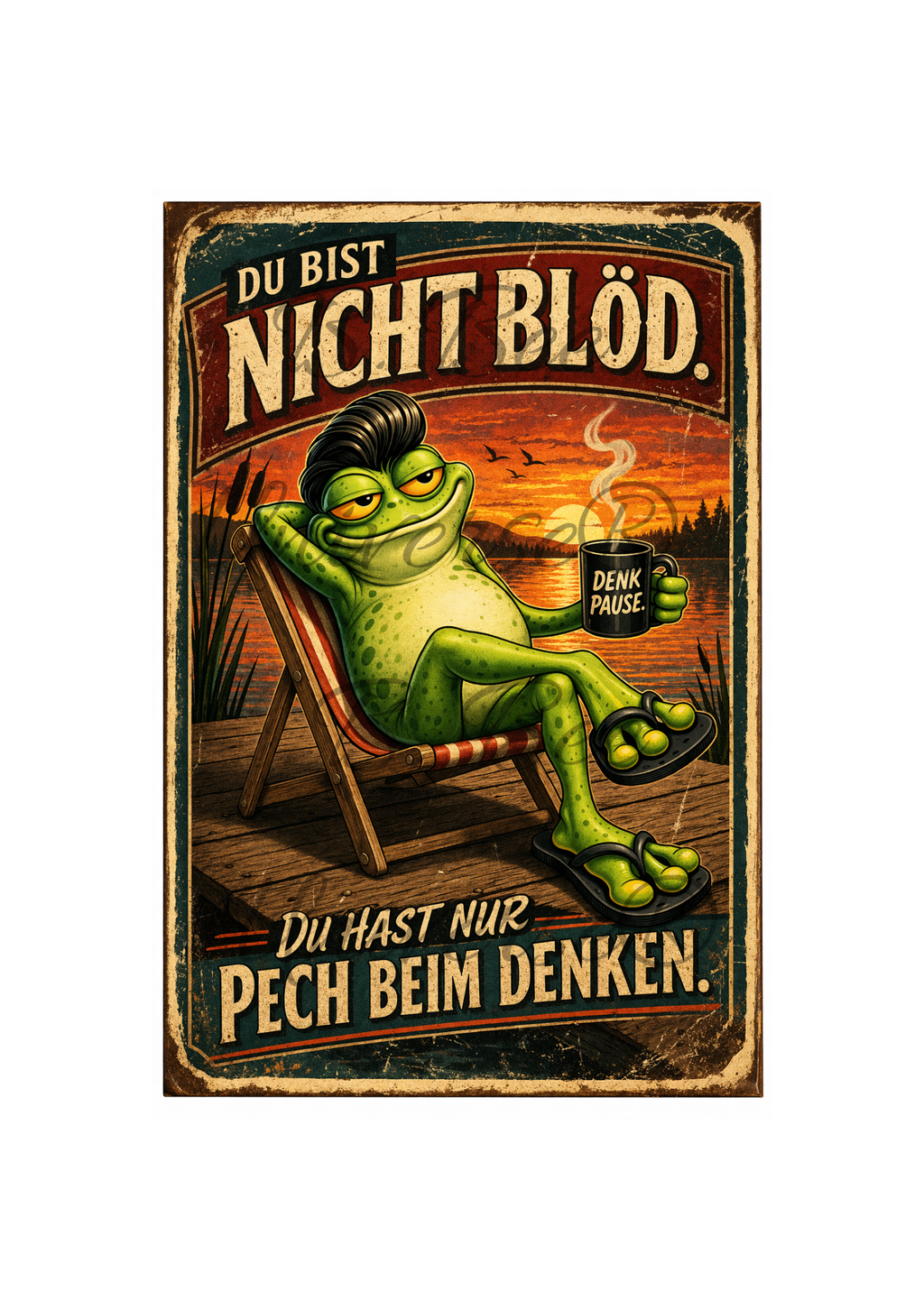 Emaille-Schild „Du bist nicht blöd. Du hast nur Pech beim Denken.“  - FIK der Frosch