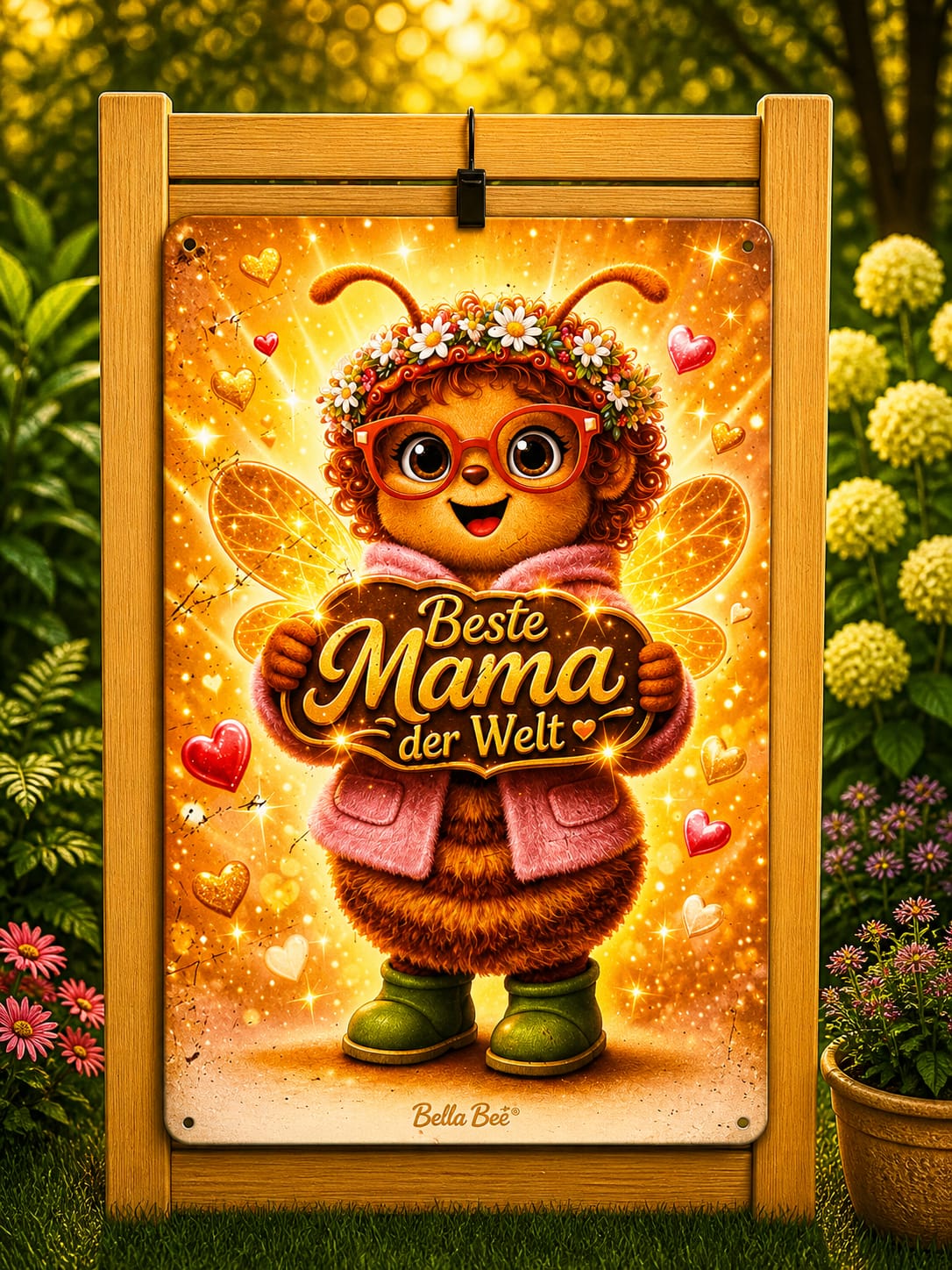 Emaille-Schild, Bella Bee "Beste Mama der Welt"
