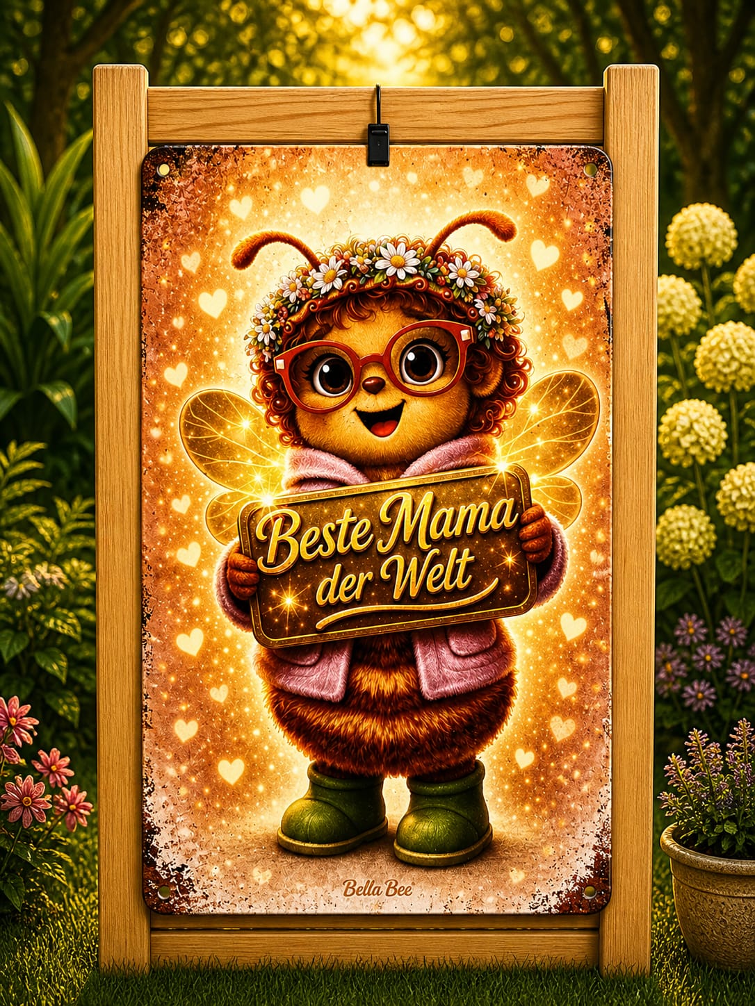Emailleschild, Bella Bee "Mama- Beste der Welt"