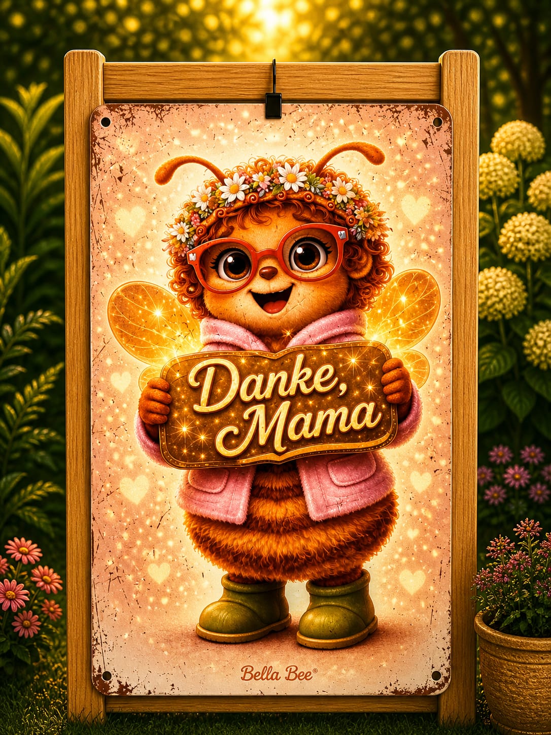 Emailleschild, Bella Bee „Danke, Mama“