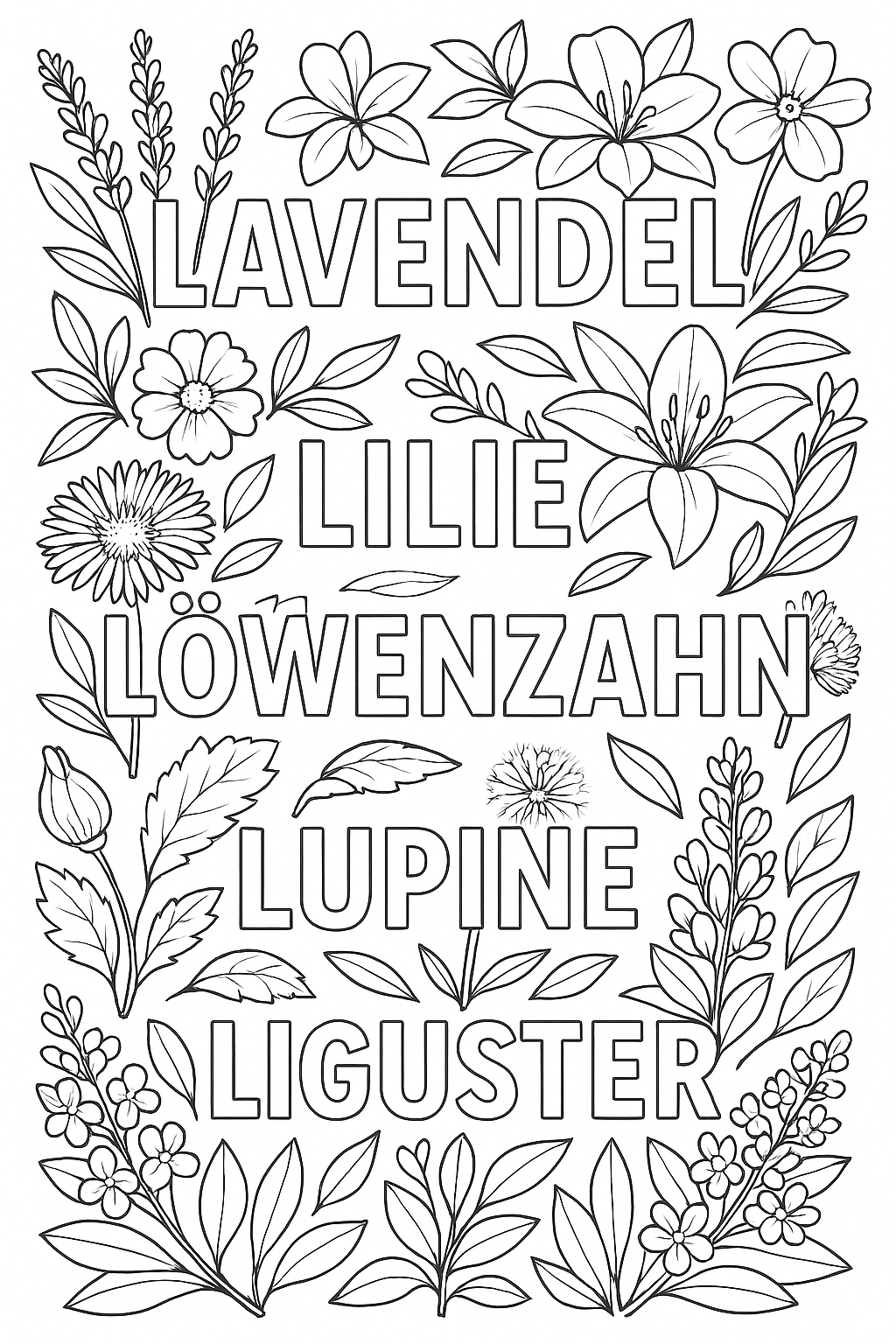 Buchstaben &amp; Blumen – Kreatives Ausmalbuch für Erwachsene & Senioren