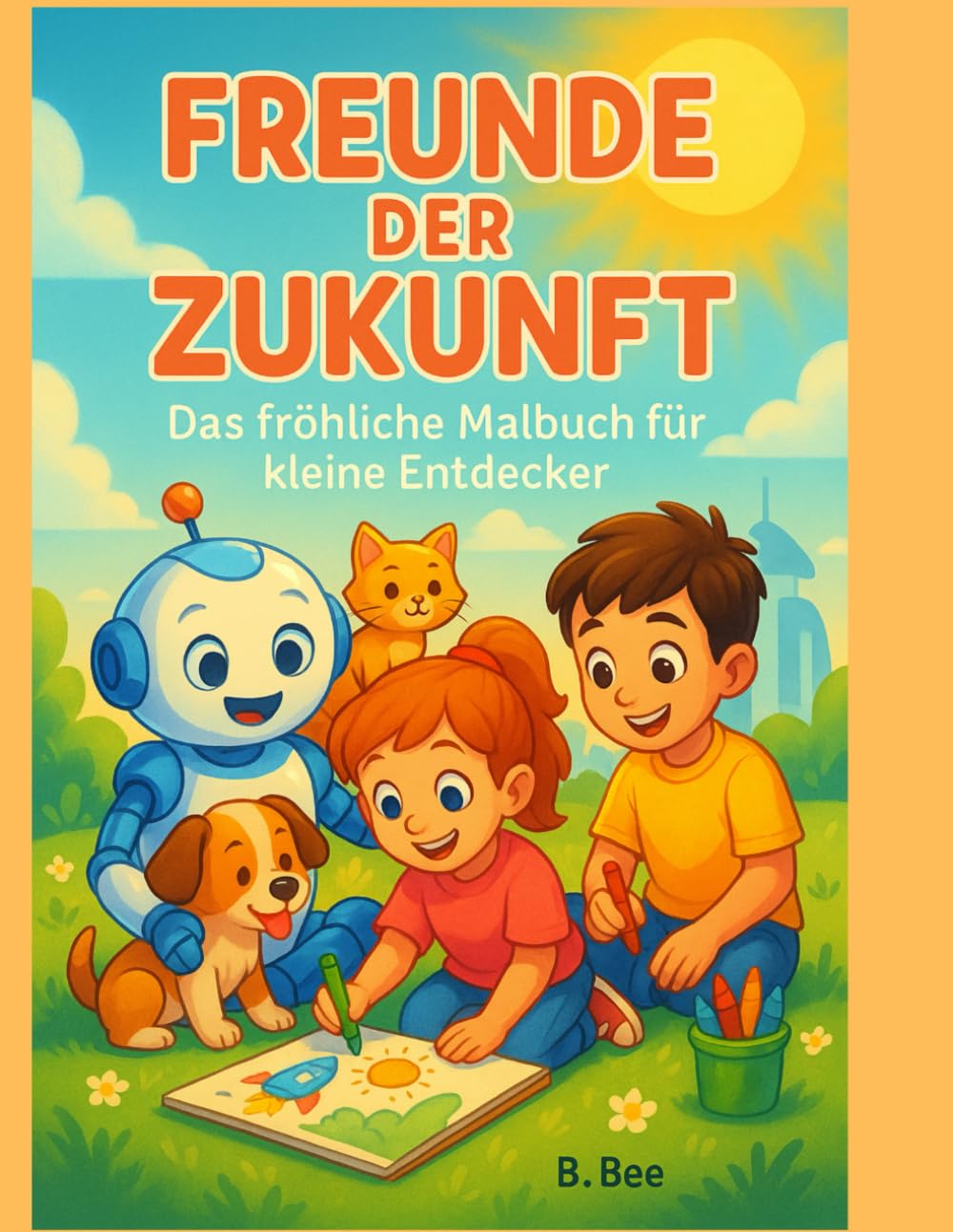 Malbuch, Freunde der Zukunft – Das fröhliche Malbuch für kleine Entdecker