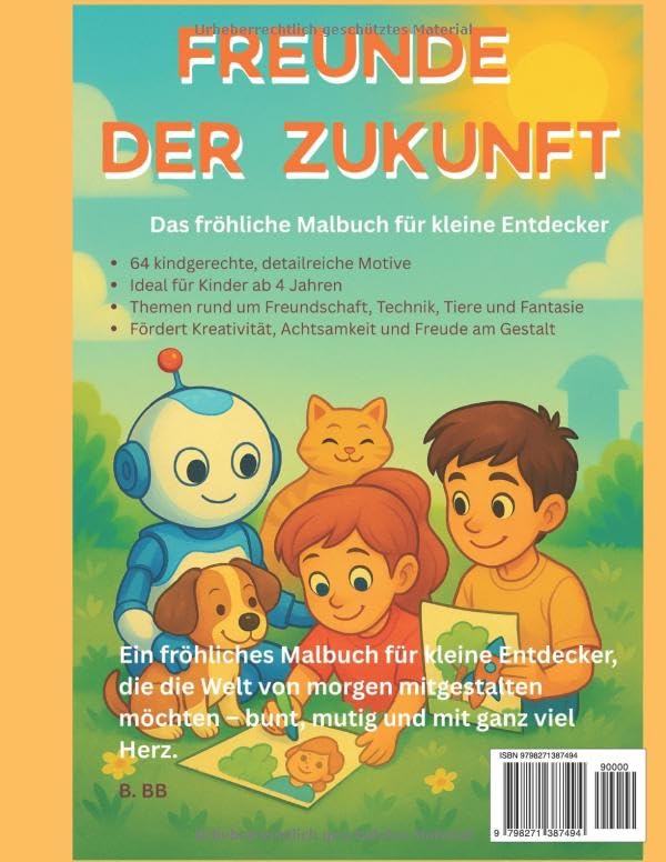 Malbuch, Freunde der Zukunft – Das fröhliche Malbuch für kleine Entdecker