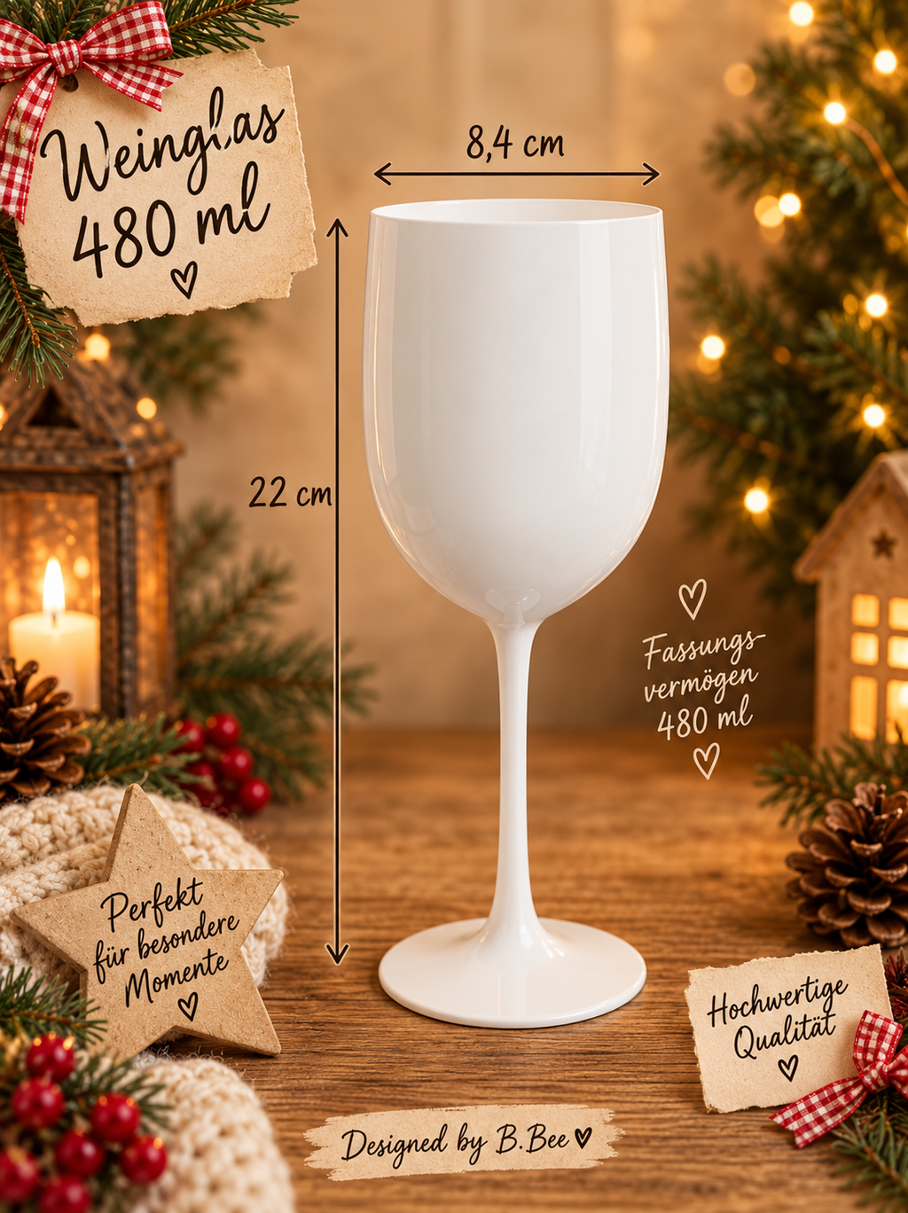 Weihnachts-Weinglas „Besinnlich? Ich dachte, wir trinken!“ Teah die Kuh