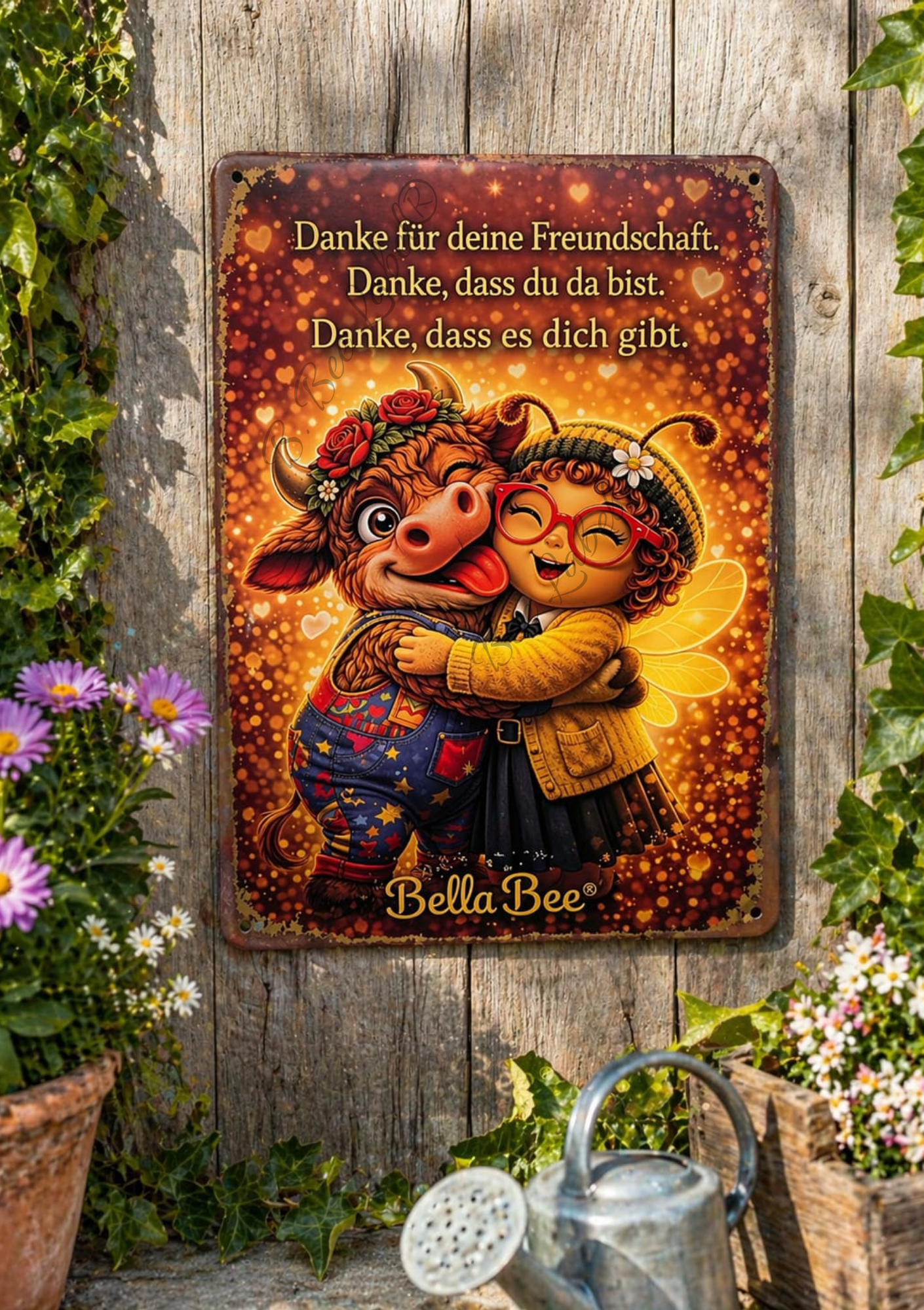 Emaille Schild - Bella Bee – Danke für deine Freundschaft