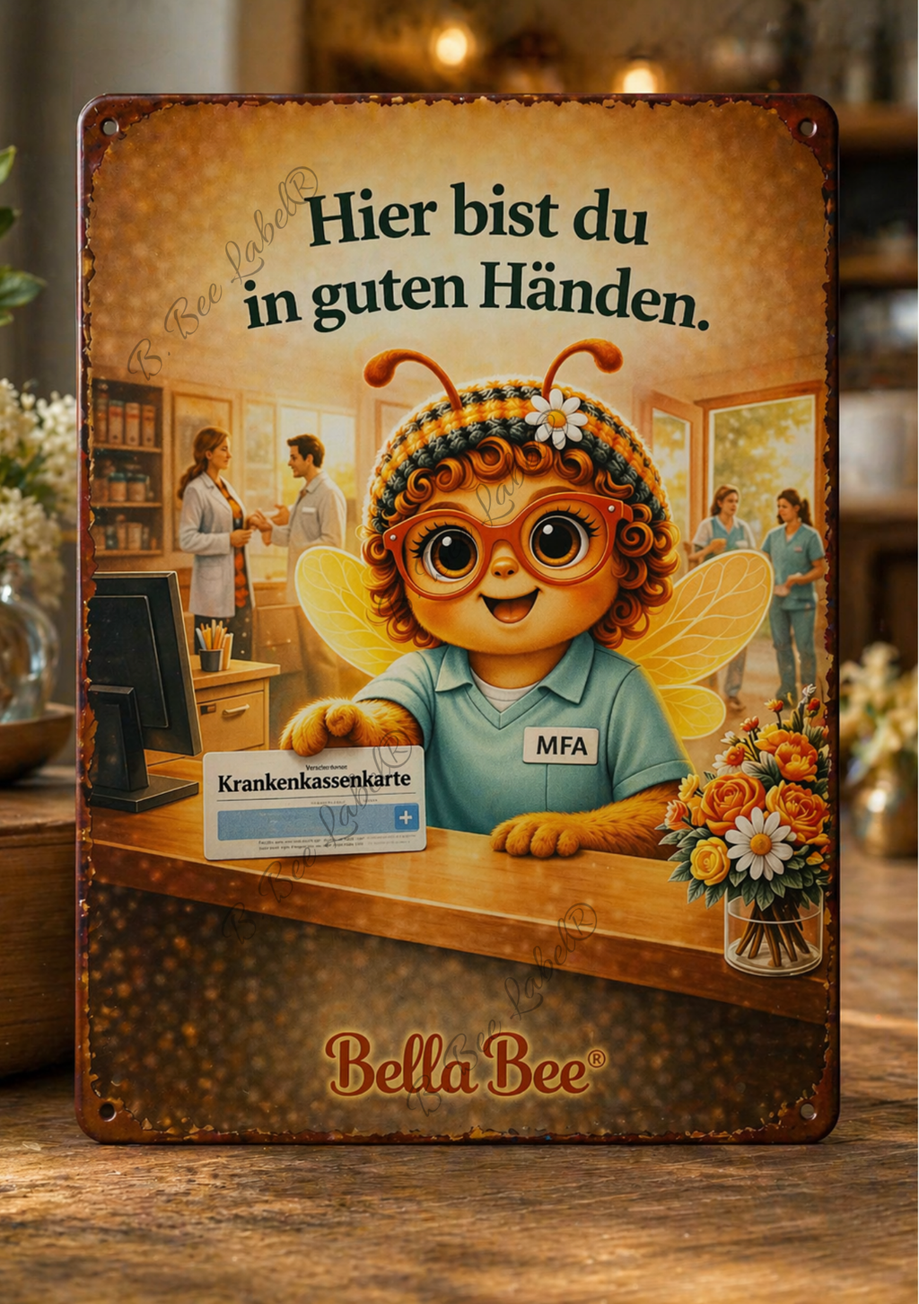 Emaillesachild, Bella Bee® – „Hier bist du in guten Händen“, MFA