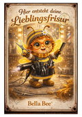 Emaille Schild – Bella Bee „Hier entsteht deine Lieblingsfrisur“ Friseur