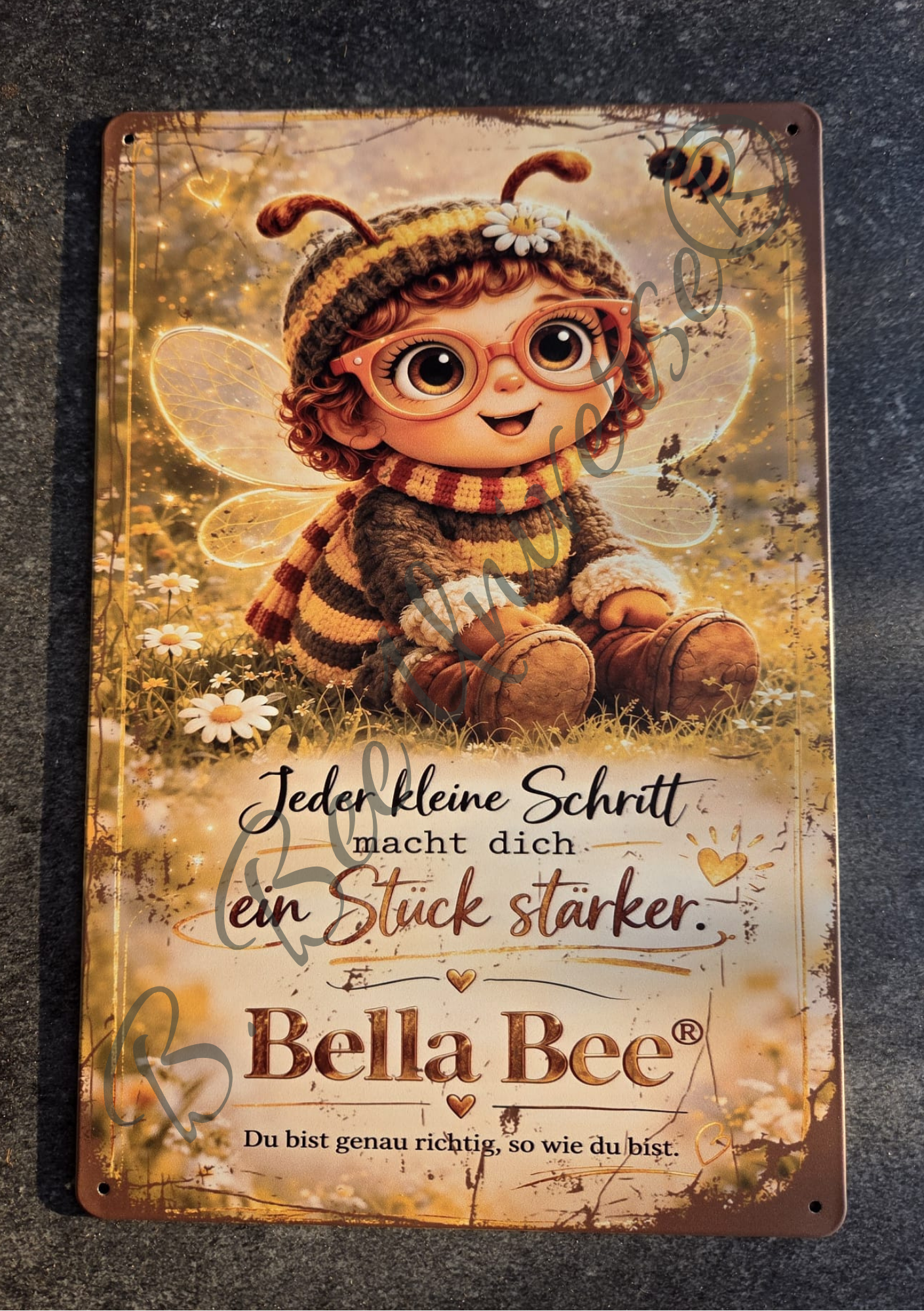 Emaille Schild, Bella Bee – Jeder kleine Schritt
